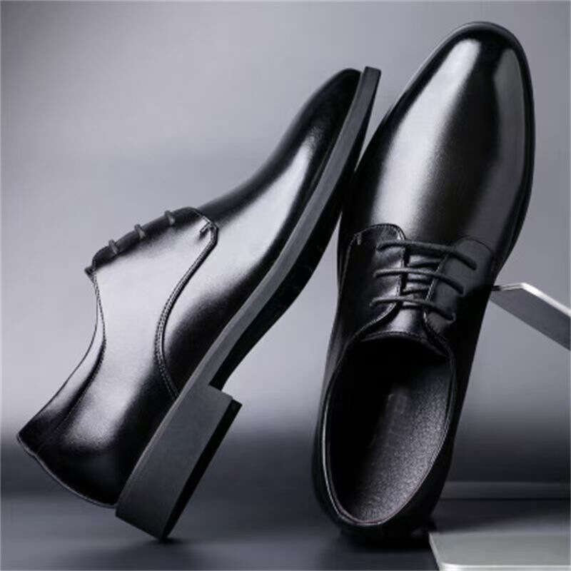 Supermarket Soft Sole British Business Formal Leather Men's Height Increasing Single Casual Suit Shoes