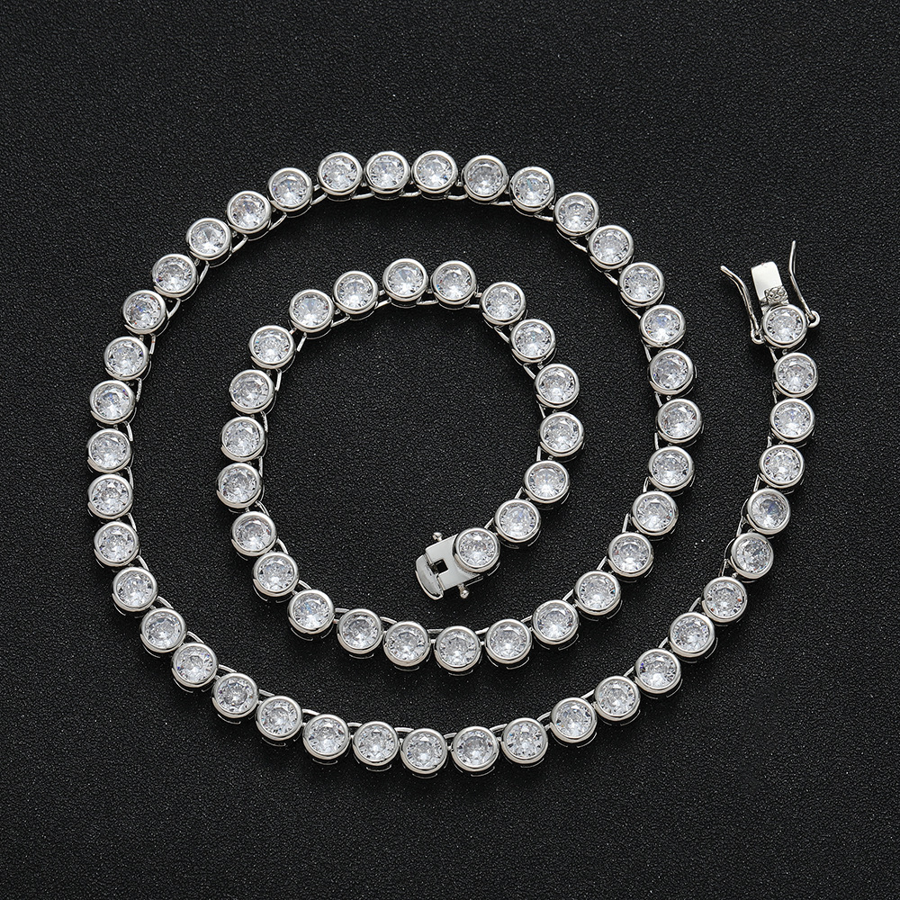 New In 3mm 4mm 5mm Round Sparkly Diamond Tennis Necklace Bracelet Jewelry Set Hip Hop Accessory Collarbone Chain Choker Inclusive Bling CZ StonesPulse