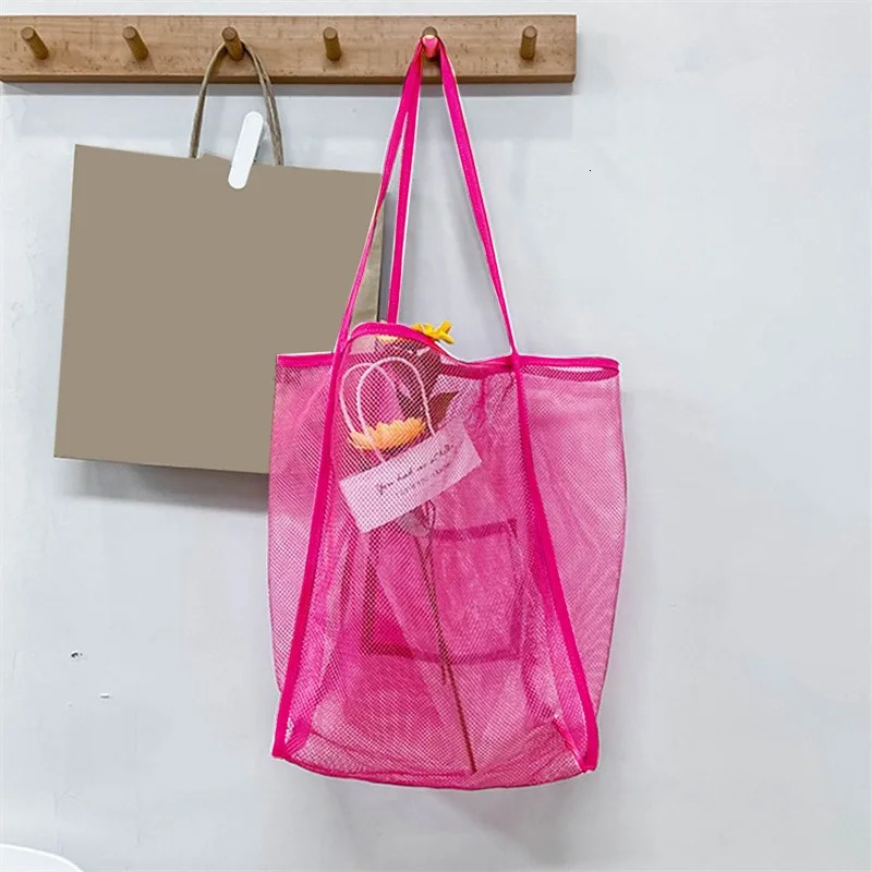 Mesh Beach Shopper Bag For Women Extra Large Capacity Travel Shoulder Bags Sand Toys Grocery Picnic Tote Simple n Organizer 250605
