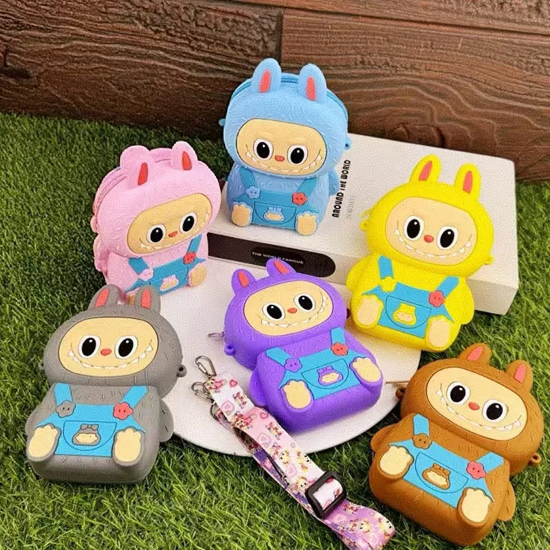Monster Labubu Cute Silicone Bag Wallet Cartoon Sweet Coin Students Outdoor Colorful Mini Crossbody Child Gift 250605