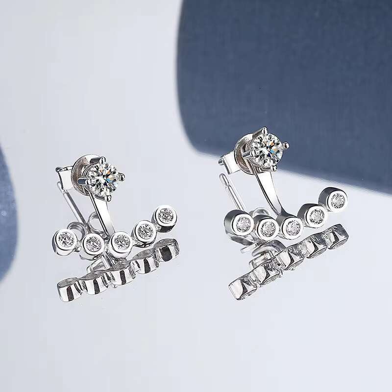 GRA Certified Luxury 0.5CT VVS Moissanite Diamond Wedding Stud Earring for Women 925 Sterling Silver Fine Jewelry