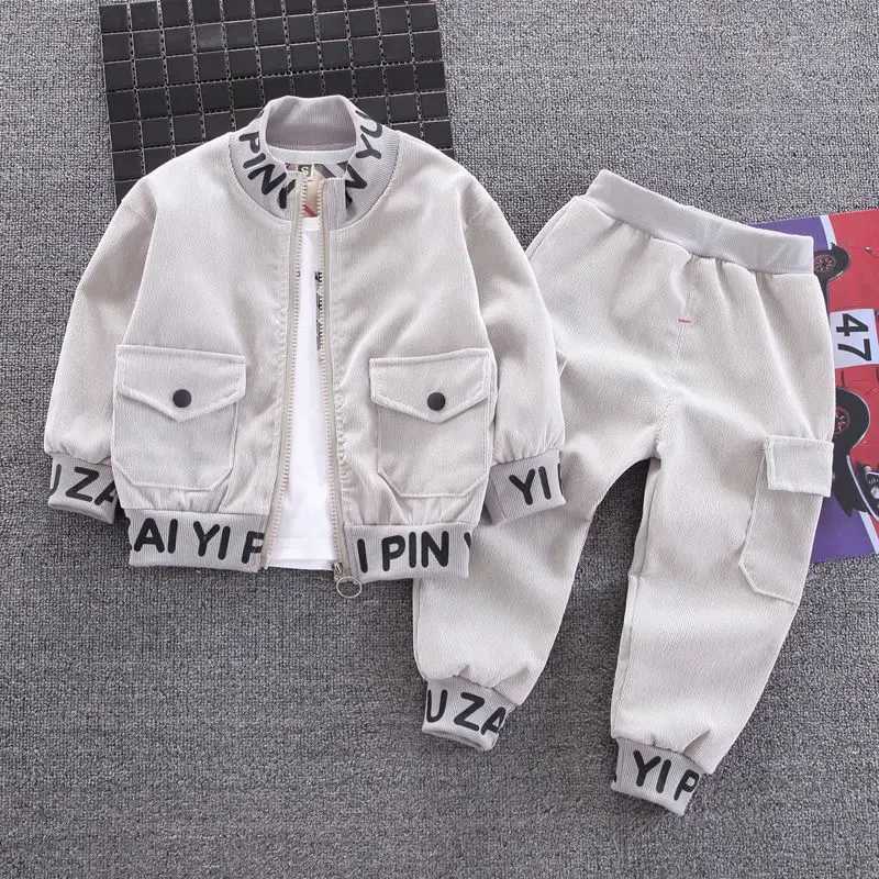 Boys Spring Clothing Set New Korean Edition Baby Spring and Autumn Coat+T-shirt+pants Casual Childrens 3-piece Set R250606