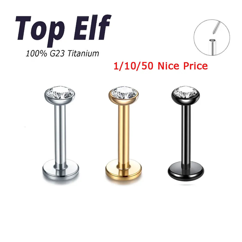 1/10/50PC G23 ASTM 36 Push In Style Lip Labret Piercing Colorful CZ Crystal Ear Helix Piercings Jewelry 16g 18g 20g 250605