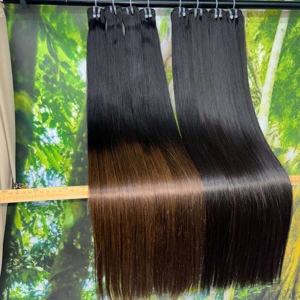 2x6 Transparent Big Front with Bone Straight Vieamese Raw Human Hair Bundles Double Drawn Lace Closure