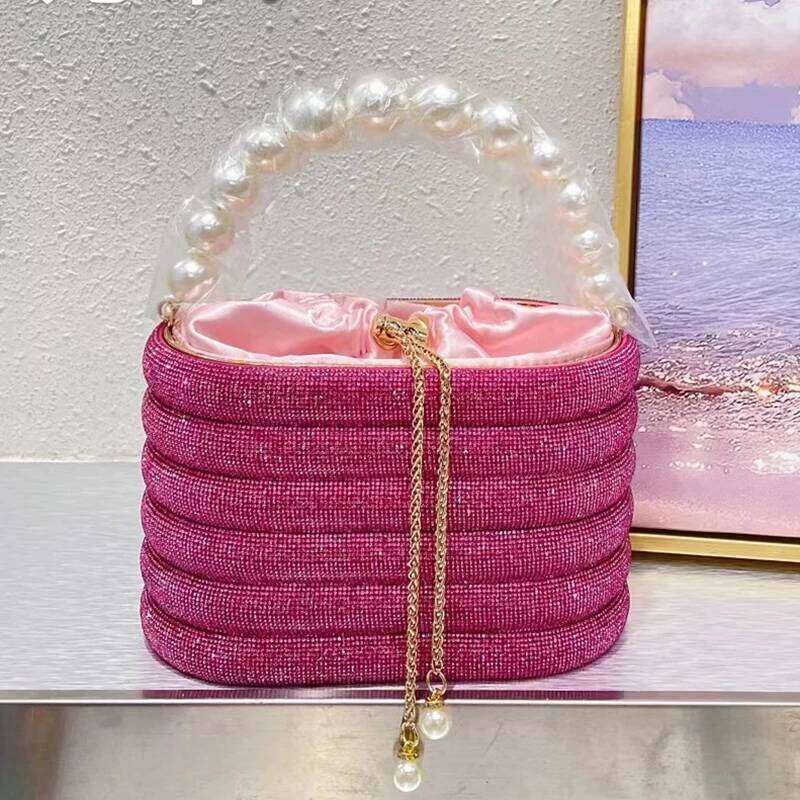 XIYUAN Pink/Blue/Purple Stones Tote summer Rhinestone Small Handbags Dinner Handbag For Women Shoulder Bag Bridal Purse