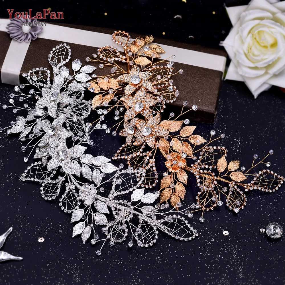 TOPQUEEN Alloy Flower Wedding Headpiece Wedding Hair Band Crystal Headpieces for Bride Headbands Bridal Tiara and Crown HP282 Z250605