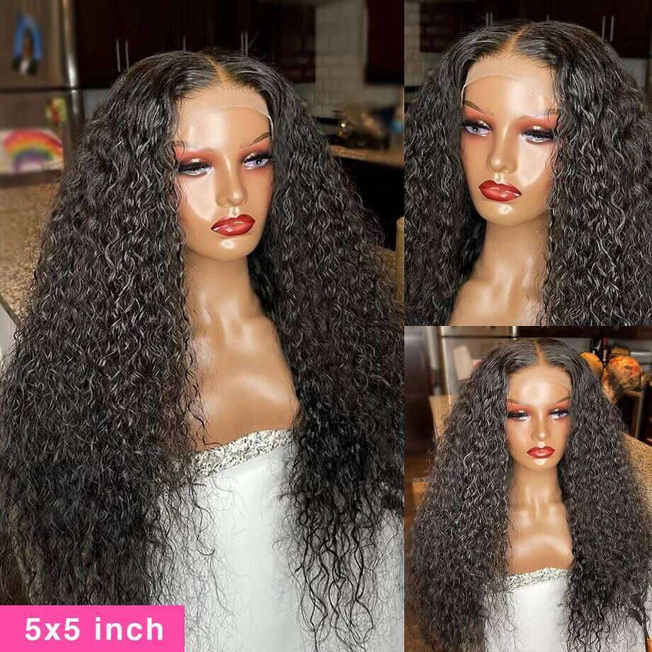 Water Wave Front 4x4 5x5 Closure Wig 13x4 13x6 Hd Lace Frontal 360 Curly Wigs For Women Human Hair