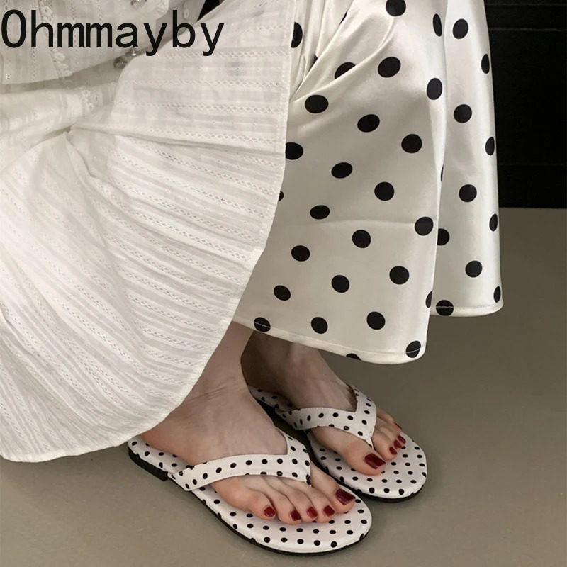 Summer Women Causal Clip Toe Flas Slippers Fashion Dot Slides Ladies Dress Beach Vacation Flip Flop 250605