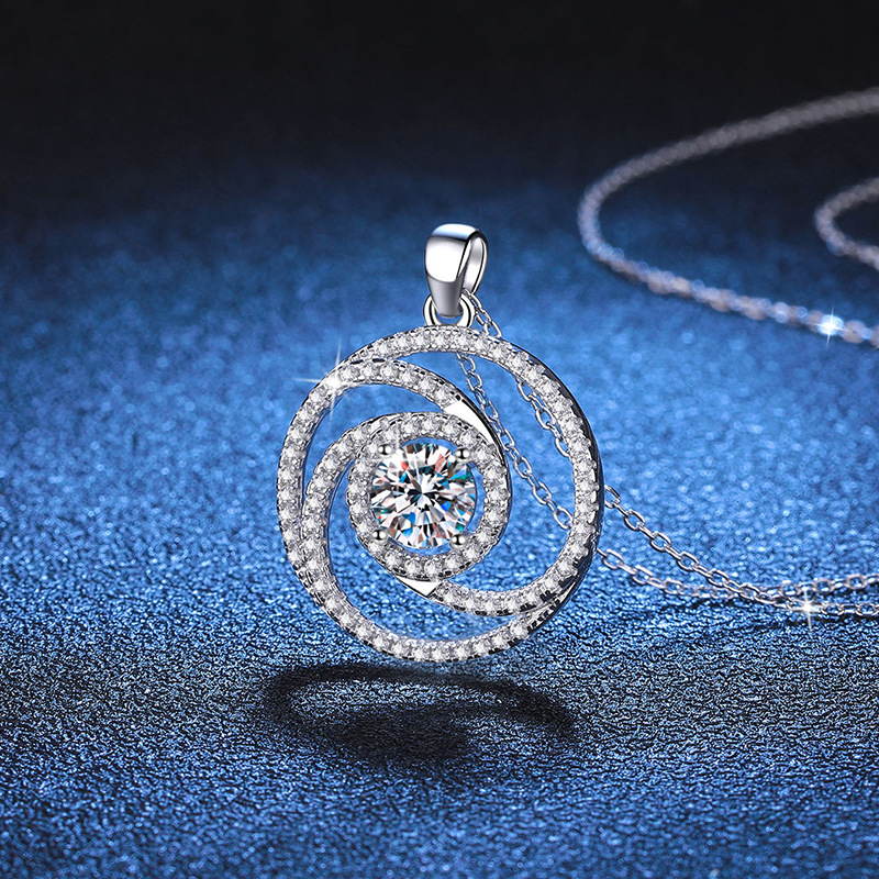 S925 Sterling Silver Moissanite Pendant Necklace with Full Diamond D Color Moissanite, Elegant Windmill Design for Women, Luxury Jewelry Gift