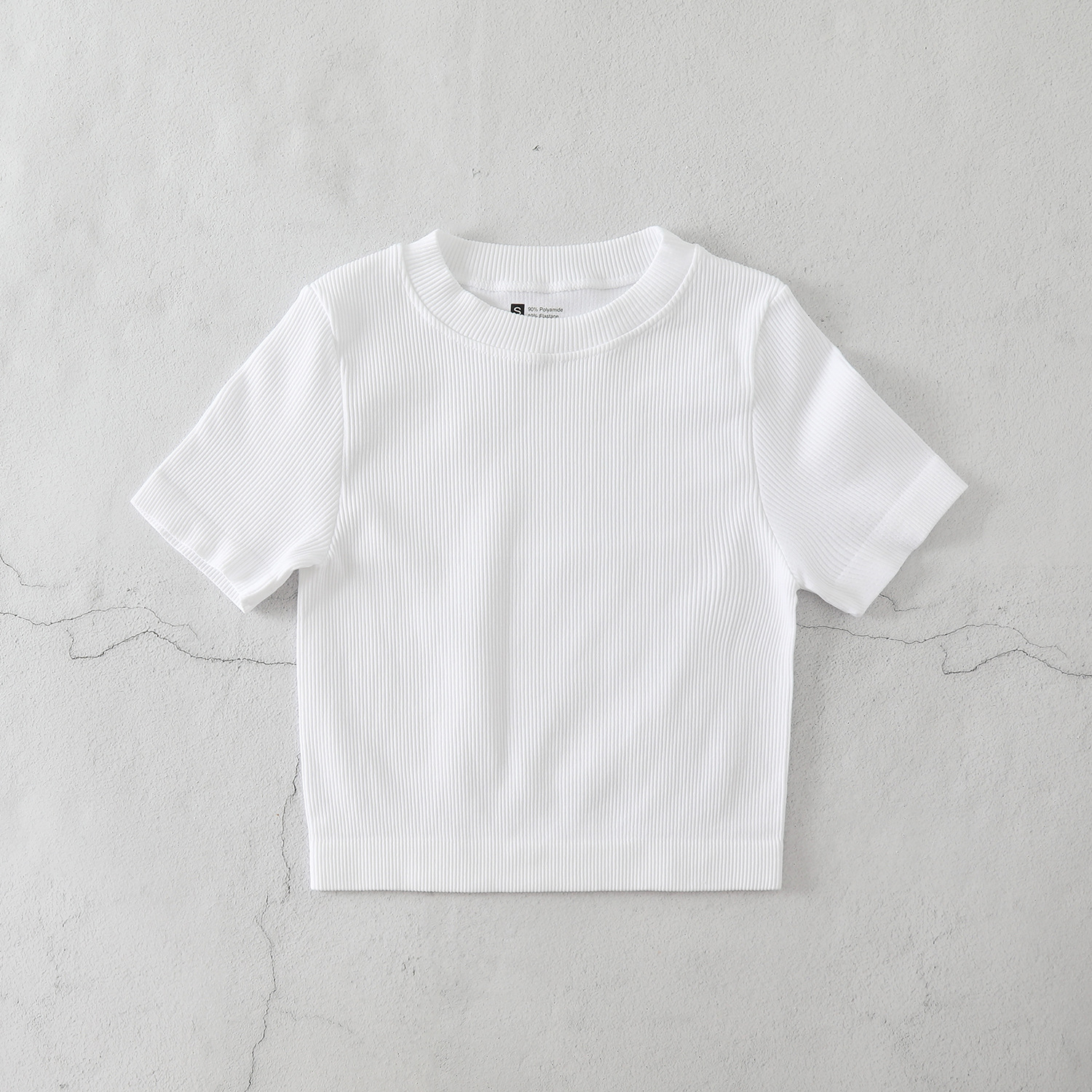 Mid Neck Border Yoga Sports Short Sleeve T-Shirt Threaded Tight Fall and Winter Tops BX513