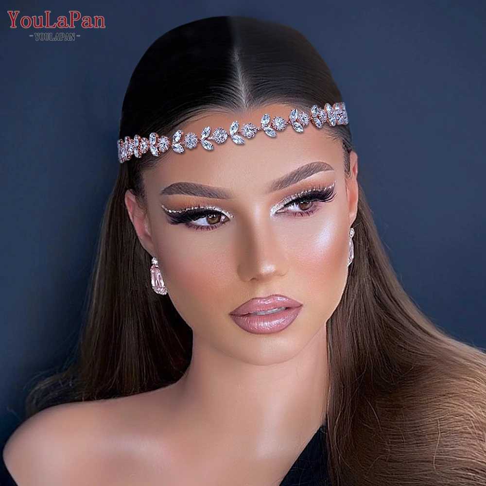 YouLaPan Wedding Head Piece Bridal Hair Accessories Shiny Rhinestone Headbands for Party Bride Tiara Forehead Headpiece HP309 Z250605