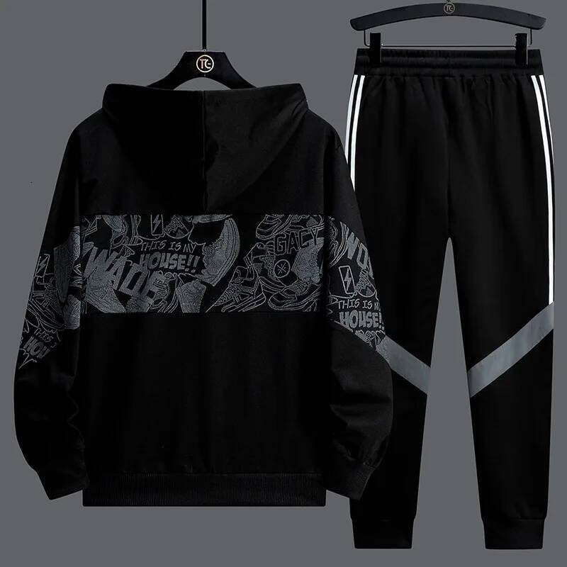 Ddmyoutdoor Spring Men Sportswear Tracksuit Piece Running Sets Sports Suit Jacket Pant Sweatsuit Male Print Clothing Streetwear Jogging Suit