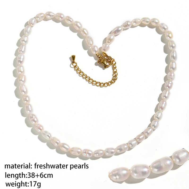 Vintage Style Dainty Freshwater Rice Pearl Necklace for Men and Women Minimalist Choker Necklace Layered Jewelry For Mom Gift Y250605