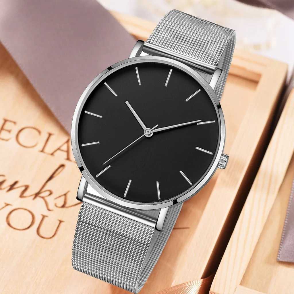 Fashion Leisure Simple Ultra Thin Men Women Creative Black Stainless Steel Quartz Watches Men Business Male Wristwatch Clock Y250605