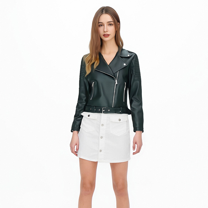 Ladies MASINA Zipper Motorcycle Handsome Classic Leather Jacket Top Spring/Summer New Product