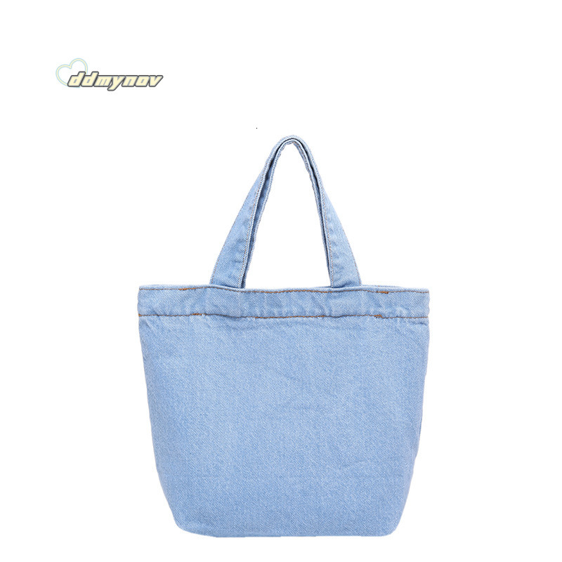 Denim Gift Simple Fashion Trend Large Capacity Literary Women's Korean Style Trendy Commuter Canvas Bag ddmynov