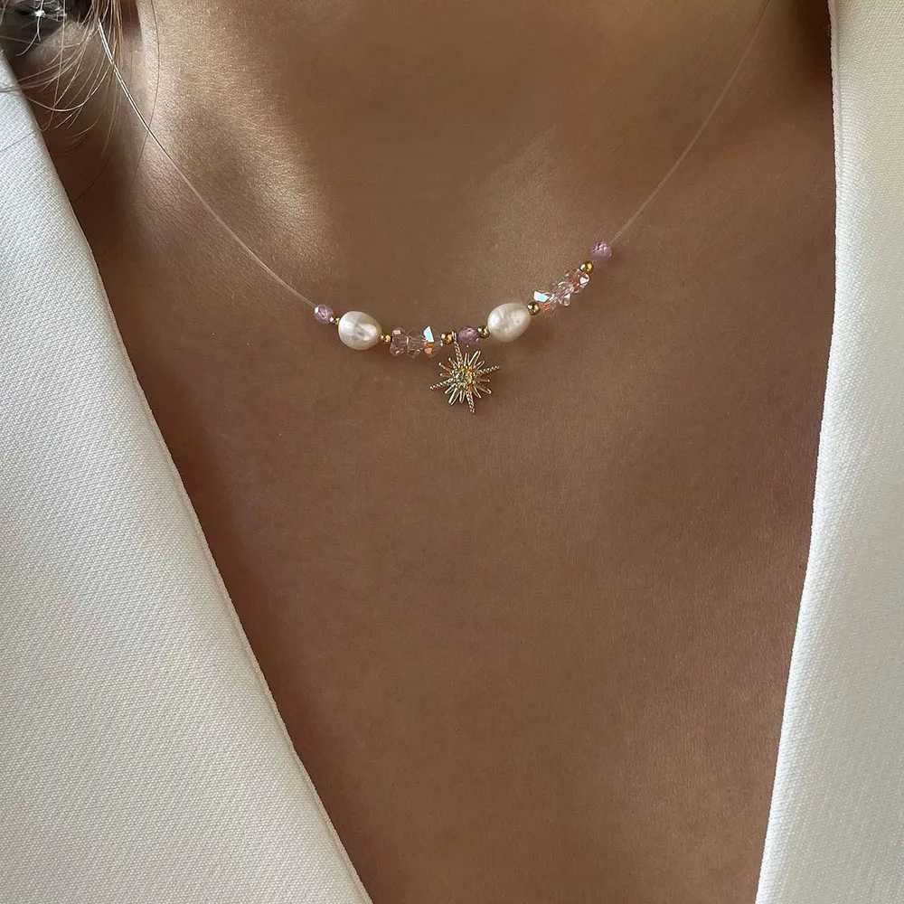 Fashion Simple Shaped Natural Freshwater Pearls Zircon Heart Necklace For Women Female Girl Baroque Choker Jewelry Gift N0495 Y250605