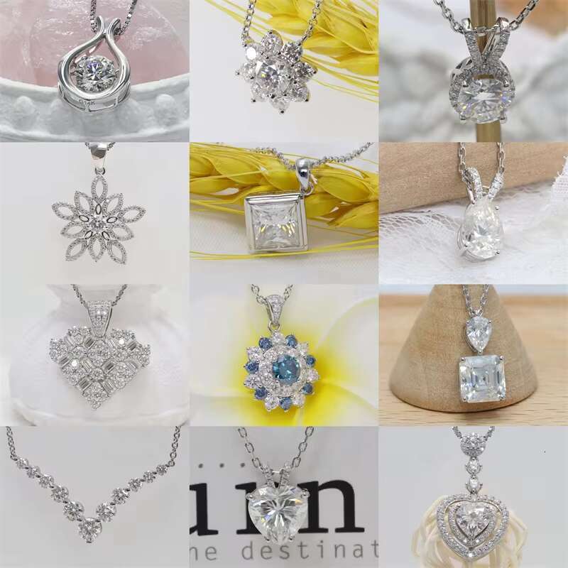 Paston Jewelry 925 Sterling Silver925 Pendant Necklace DEF VVS1 5ct Pear Moissanite Diamond Halo Pendant Chain Jewelry