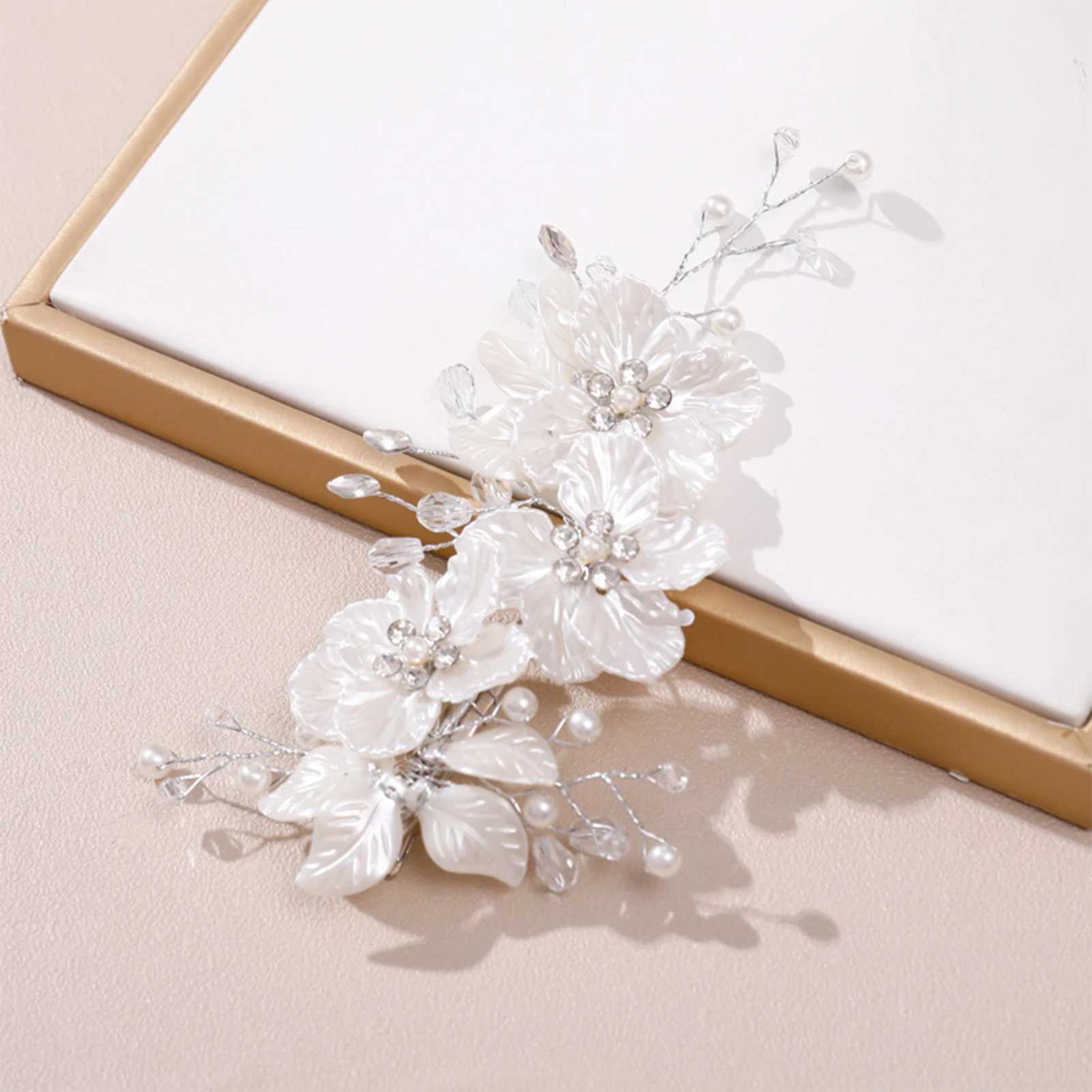 Fashion Flower Hairpins and Side Clips for Women Girls Party Hair Styling Jewelry Pearl Hair Pins Headpieces Bride Wedding Headdress Z250605