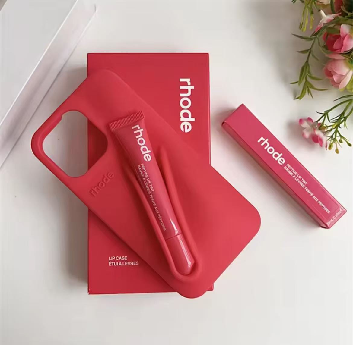 Hot Rhode Lipstick Case For iPhone 16 12 13 14 15 11 Pro Max Plus Toast Espresso Ribbon Lip Gloss Holder Soft Silicone Cover