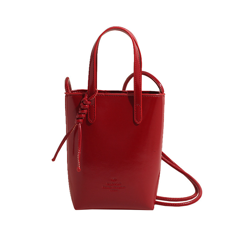 New Style High-end Niche Retro Oil Wax Leather Handbag Mobile Bag Versatile Stylish Solid Color Single Shoulder Crossbody Women's Bag New Free De