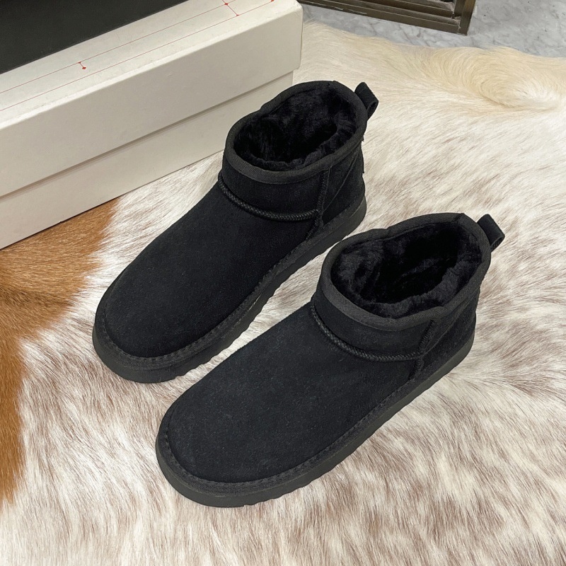 2025 Free Shipping Autumn/Winter New Women's Designer Snow Boots with Velvet Warm Leisure Large Couple Thick Bottom Cotton Boots black
