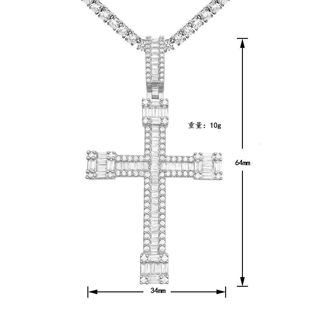 Hip Hop Necklace Cross Pendant 18k Gold Plated Necklace Silver 925 GRA Certificate VVS Moissanite Hiphop Cross Pendant