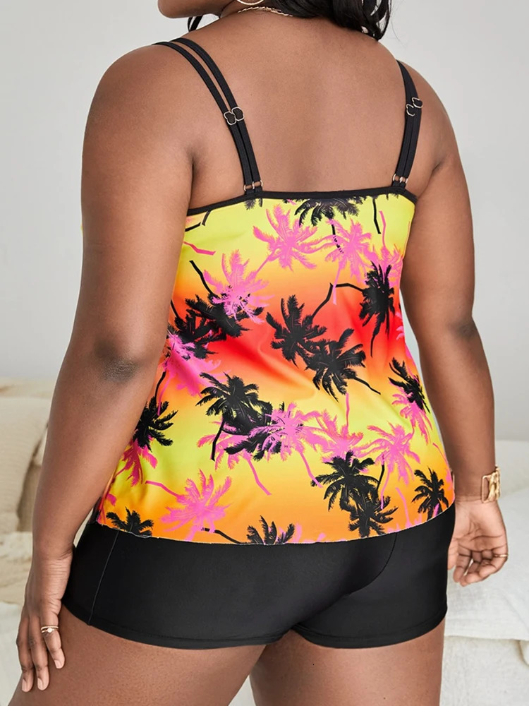 2025 Women Swimsuit Two Piece Swimwear Plus Size Push Up Large Big Floral Swimming Suits Beachwear Bathing 250603