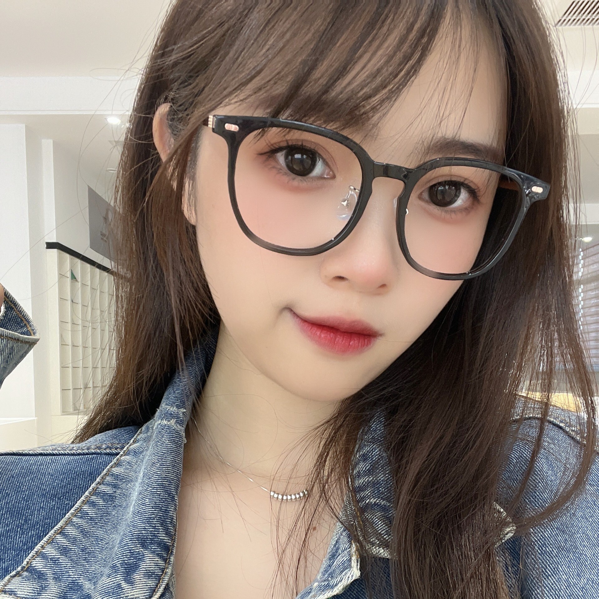 Trend Large Anti-Blue Light Non-Prescription Fashion Black Same Style Myopia Glasses Frame