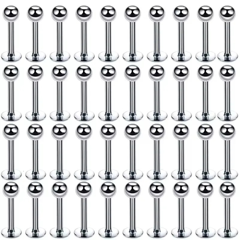 100Pcs/set 316L Stainless Steel Labret Piercing Jewelry Lip Rings Nose Rings Nose Studs Cartilage Tragus Conch Earring Studs 250605