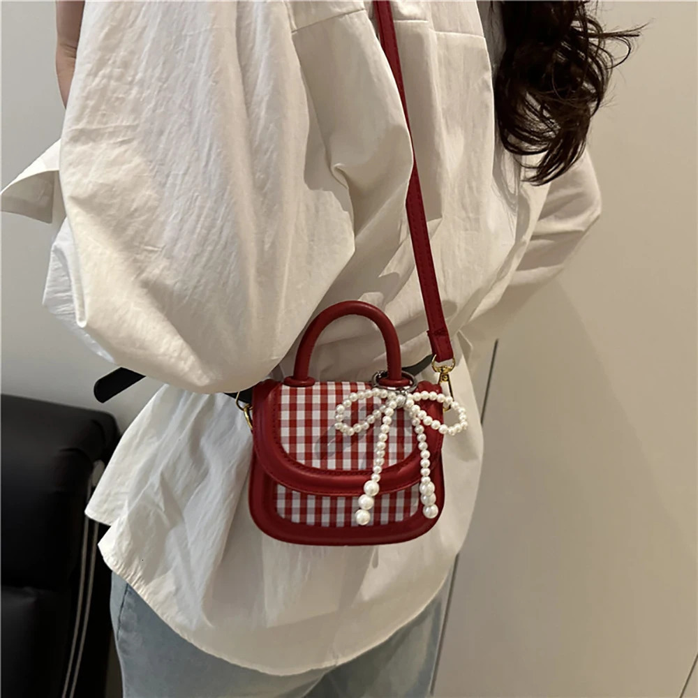 Contrast Color Plaids Crossbody Bag Women Spring Summer Casual Buckle One Shoulder Bags Versatile All-Match Party Handbags 250605