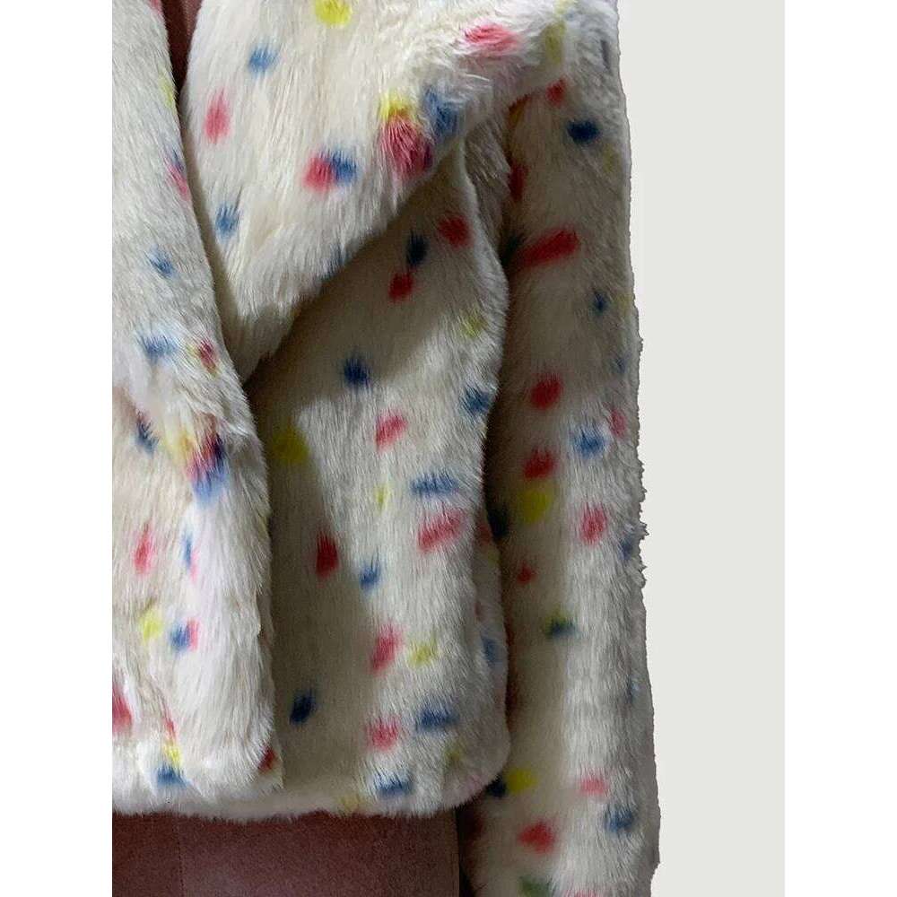 Mauroicardi Winter Short Colorful Thick Warm Faux Fur Coat Women Loose Sweet Fluffy Jacket Furry Cardigan 2024