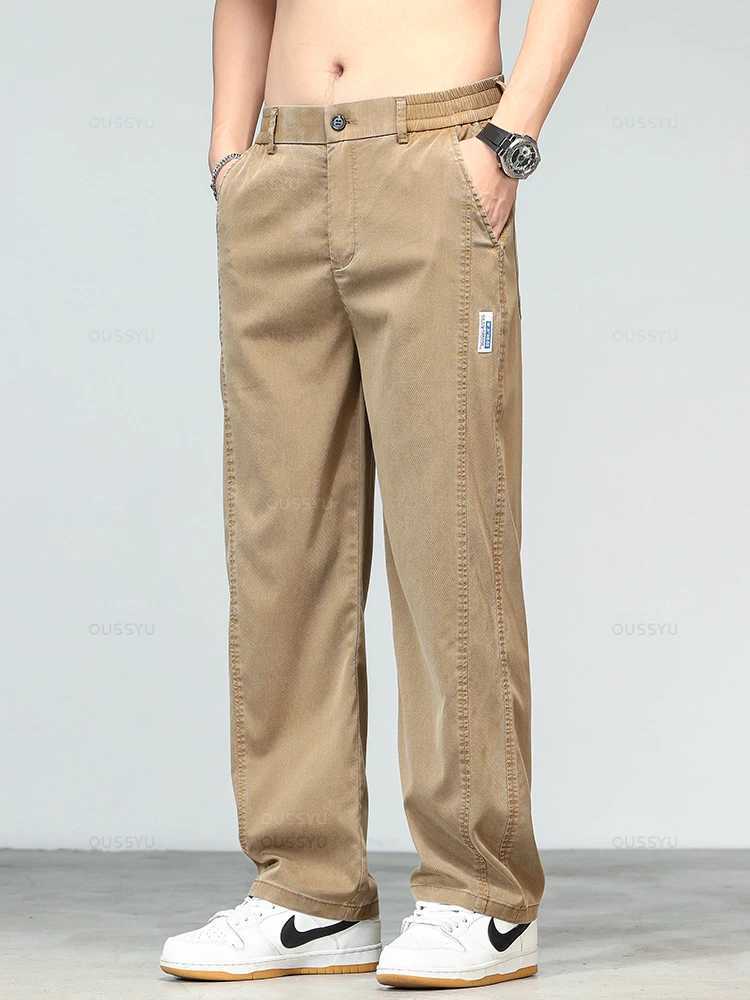 Summer UltraTHin Soft Lyocell Fabric Mens Jeans Loose Straight Denim Pants Design Casual Trousers Plus Size M-5XL Z250605