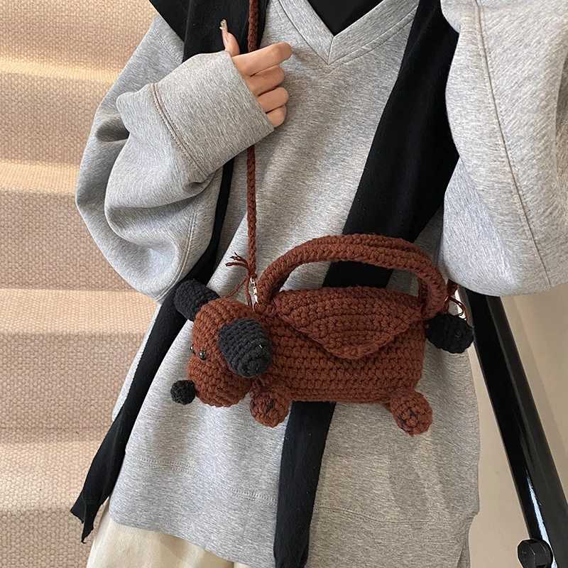 Japanese Style Cartoon Bag Women Woolen Knitting Shoulder Bag for Women 2025 New Crossbody Small Phone Purse Bag Bolsa Femin M250606