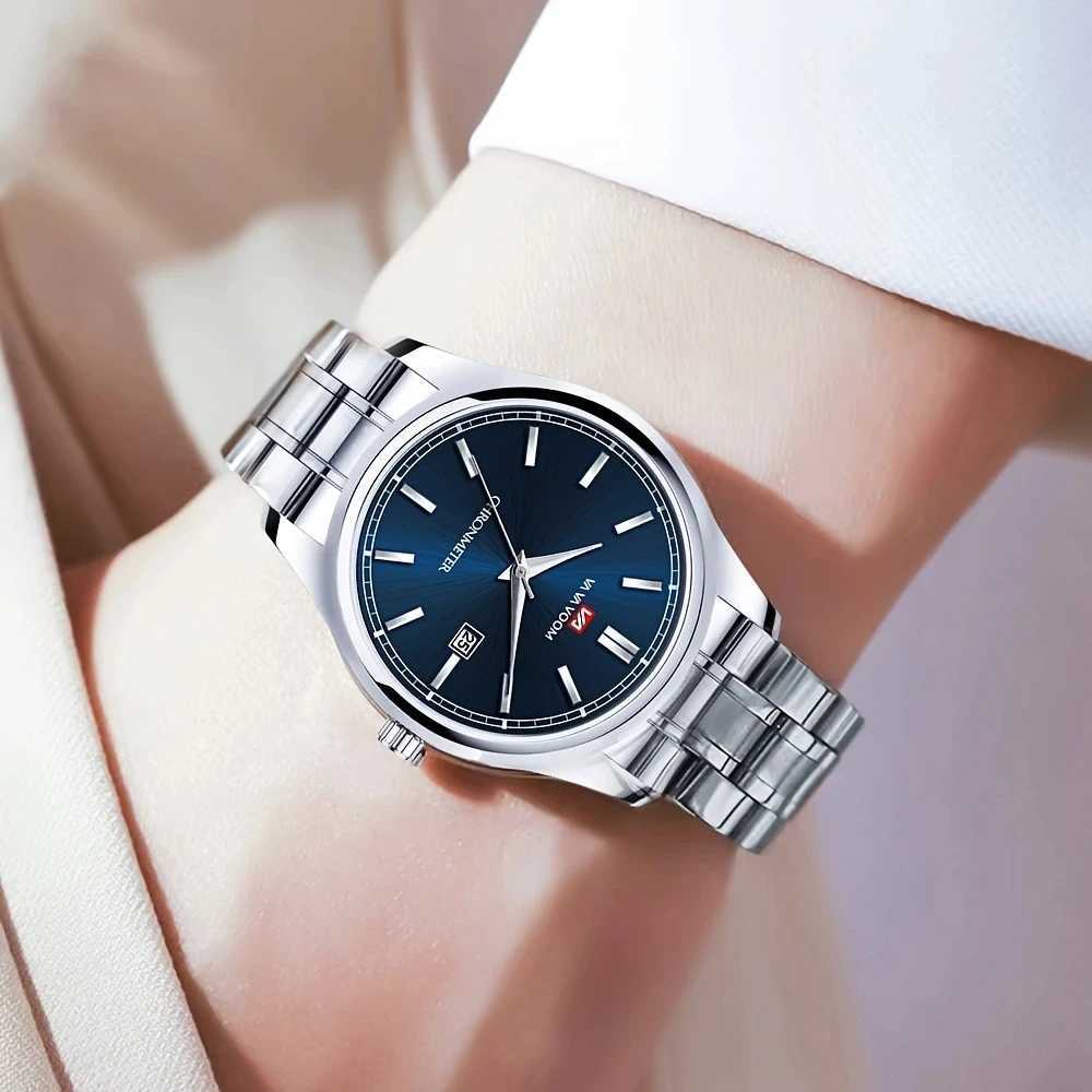 Business Mens Watch VA VOOM 2023 Fashion Trend Blue Stainless Steel Waterproof Quartz Movement Boutique Men Casual Wristwatch Y250605