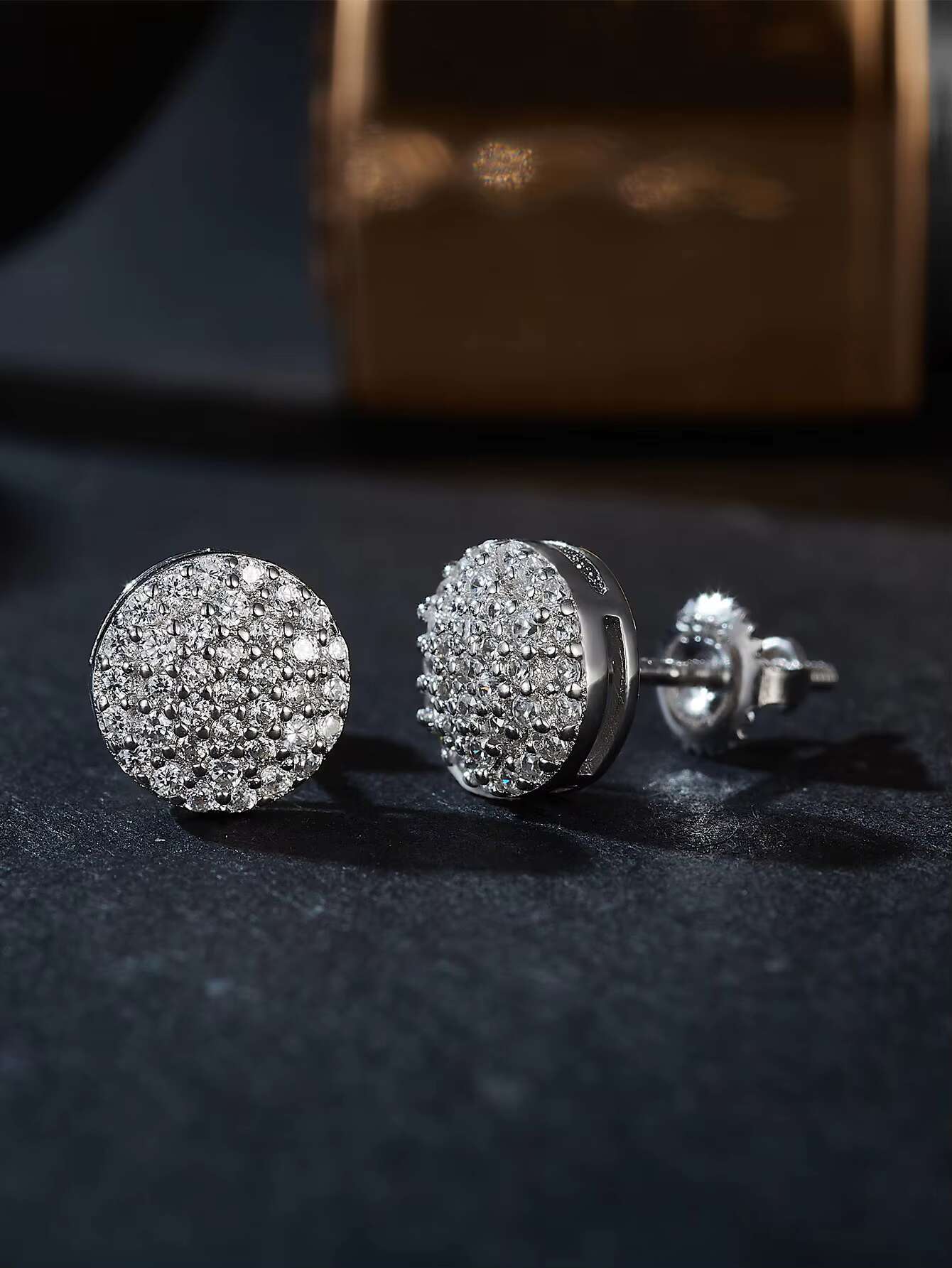 925 Sterling Silver Moissanite Diamond Stud Earrings Classic Style Screw Back with Iced Rhodium Plating Fine Jewelry