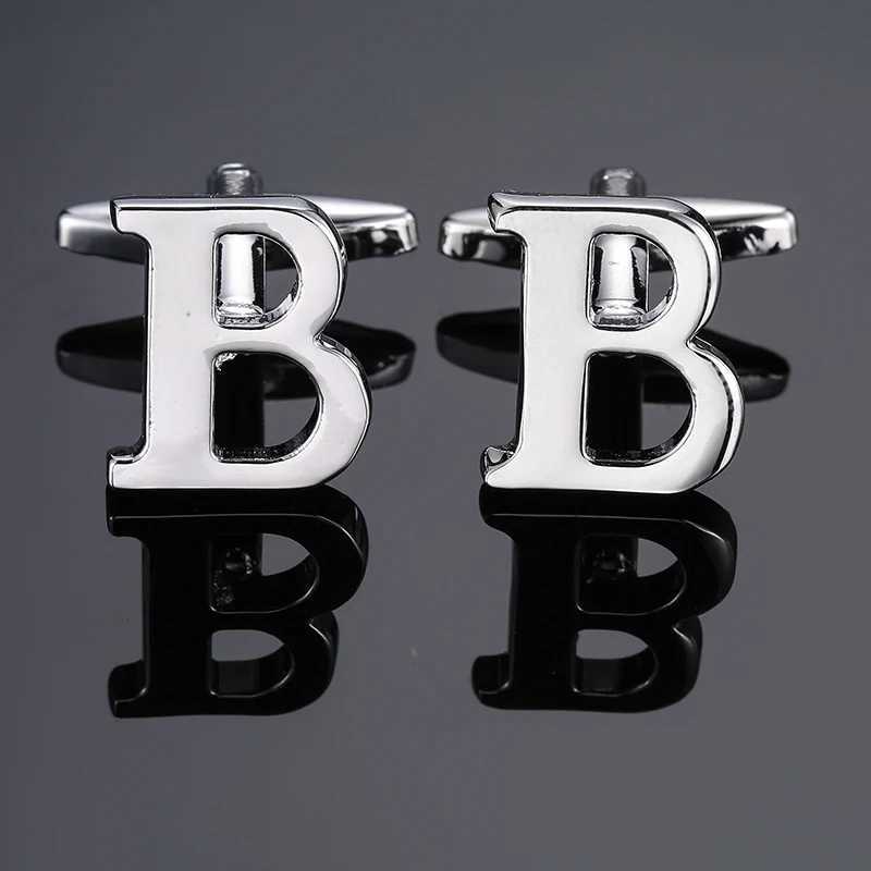 Mens Shirt Cufflinks High Quality A-Z 26 Letter Silvery Business For Gentlemen French Cuff Links Hand Engraving Jewelry W250606