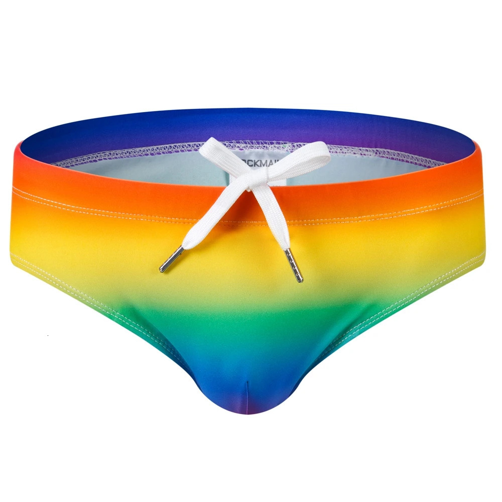 Jockmail Mens Swimwear with Push-Up Multicolor Trunks Boxer Sexy Men Breathable Swim Suit Speed Matching Beach Shorts 250530