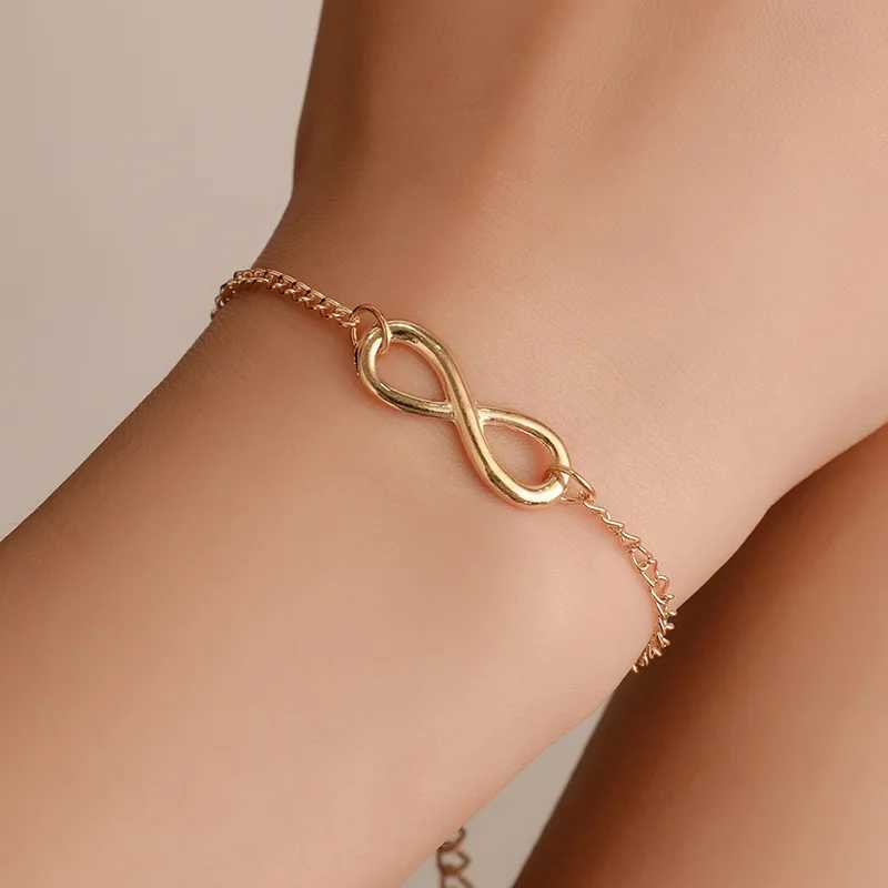 L040 Hot Minimalist Punk Vintage Bijoux Fashion Charm Infinity 8 Bracelets For Women Gift Men Chain Tiny Bangles Cheap Jewelry W250606