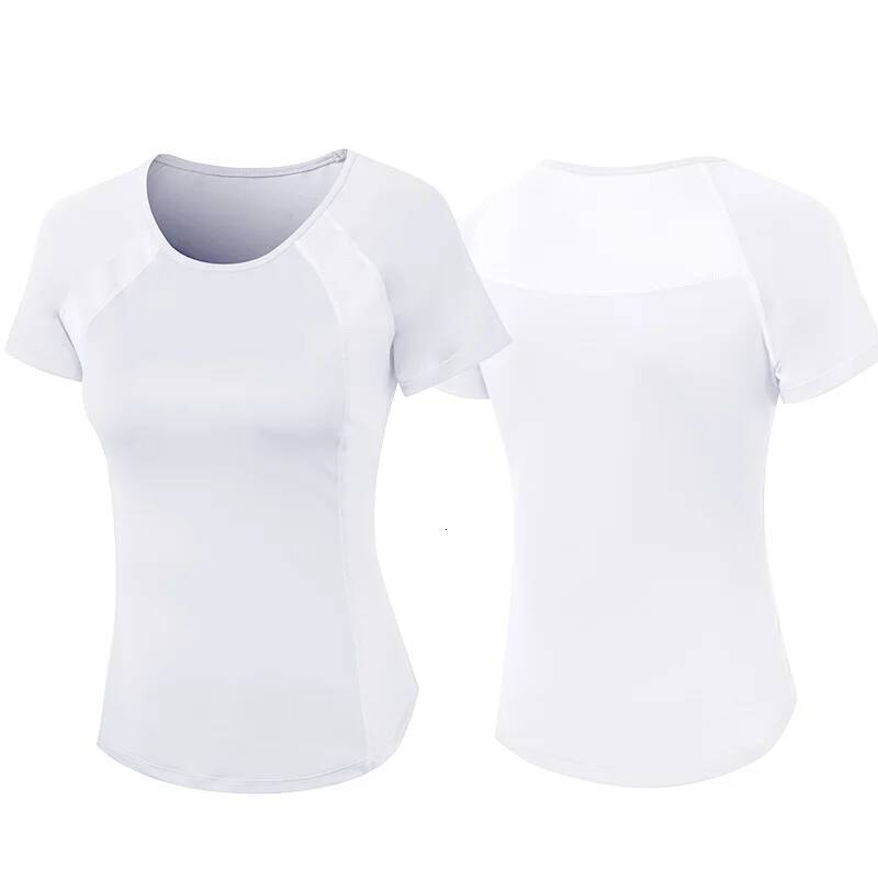 2021 Breathable Mesh Patchwork Short Sleeve Running Shirts Women Quick Dry Elastic Yoga Tops Gym Fiess Sportswear Customized