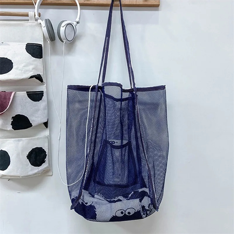 Mesh Beach Shopper Bag For Women Extra Large Capacity Travel Shoulder Bags Sand Toys Grocery Picnic Tote Simple n Organizer 250605