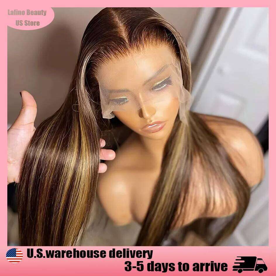 Highlight Hd Wig 13X6 Ombre Honey Blonde Colored Straight Lace Front Wigs Human Hair
