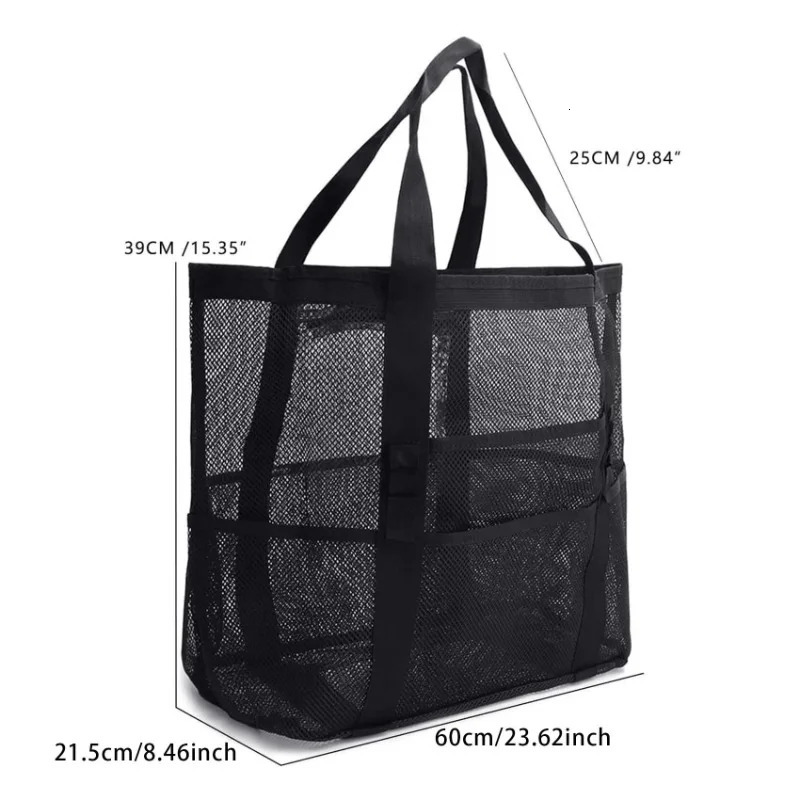 Picnic Beach Bag Women Mesh Transparent Swim Storage High Capacity Shopping Bags Tote 250605