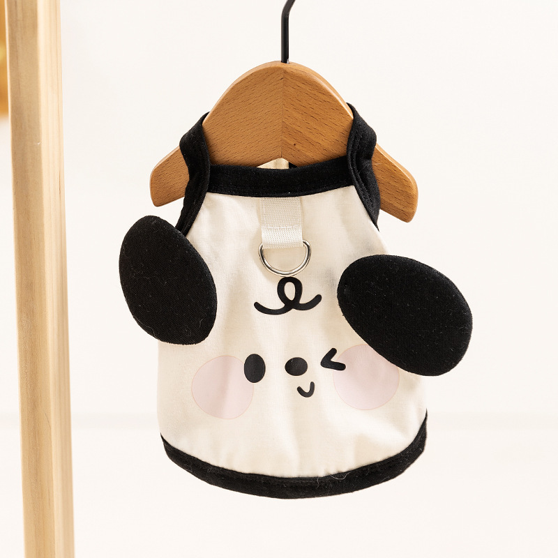 Dogs Shirts Soft Breathable Cute Cartoon Puppy T-Shirts with Leash Ring Tank Top Summer Dog T-Shirts Apparel Sleeveless Dog Vest for Small Medium Dogs