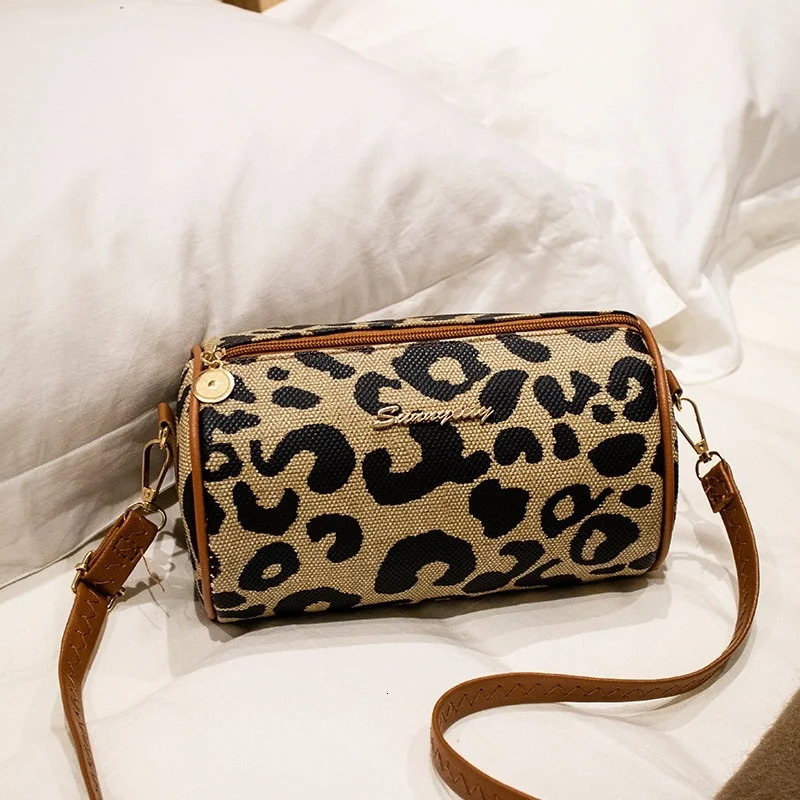 Leopard print polka dot cylinder bag pillow womens pen holder Printed singleshoulder crossbody bag 250605