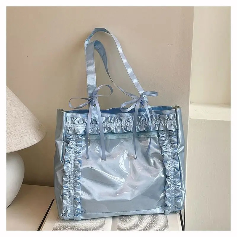Anime Fashion Versatile Girls Strap Bowknot Transparent Splice Advanced Itabag Shoulder Bag SelfMade DIY Itabag 250605