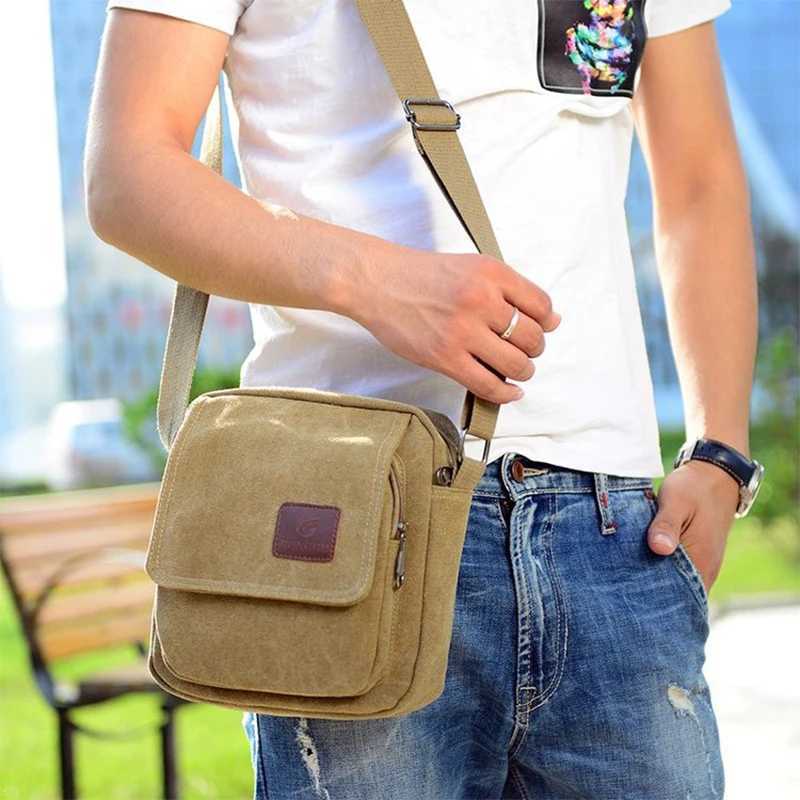 Mens Casual Style Canvas Shoulder Messenger Bags Multi-pocket with lid Handbag Crossbody Flap Bag For Man Business Sling Bag M250606