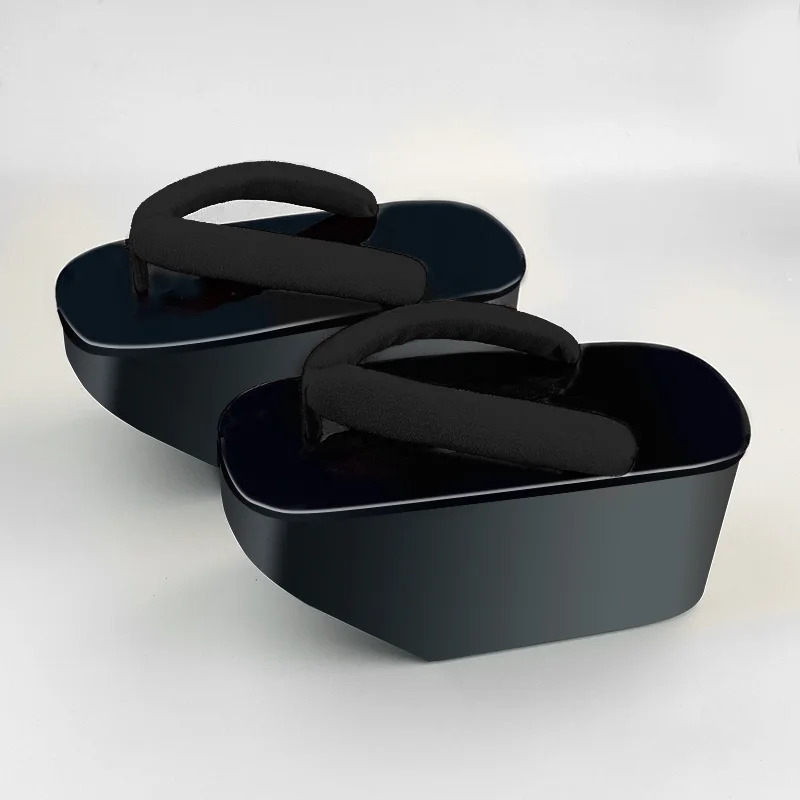 Womens PVC Slippers High Heel Geisha Cosplay Shoes Matte Painted Flip Flops Classic Japan Geta 250604