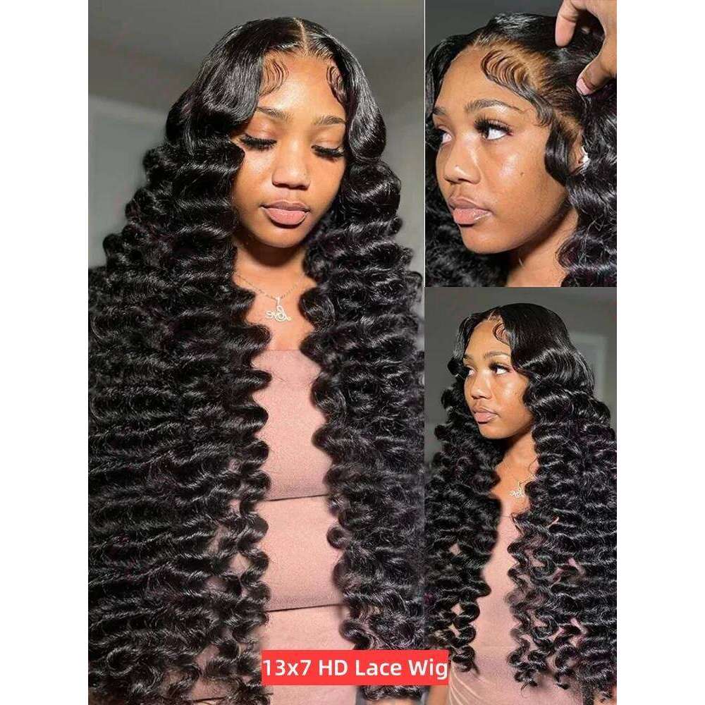 30 40 Inch Loose 13x6 HD Front Human Hair Wigs Deep Wave Curly 13x7 Lace Frontal Wig 200 Density Brazilian Remy Raw