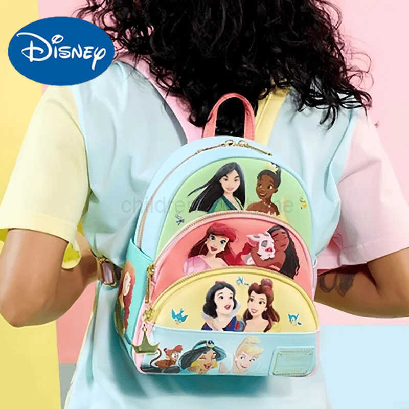 Disney New Loungefly Disney Animated Princess Collage Collection Mini Backpack Genuine Co Branded Peripheral Accessories Gift W250606
